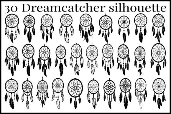 30 Dreamcatcher Silhouette SVG Bundle