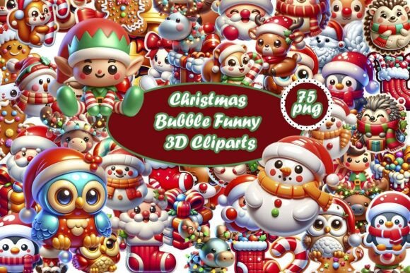 Christmas Funny 3D Bubble Cliparts Bundle: Creative Design Made Easy