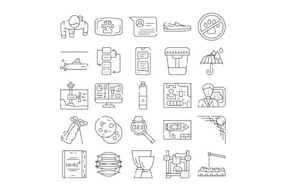 Diverse Outline Icons Collection Depicti: A Visual Toolkit for Modern Design Needs