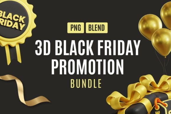 Elevate Your Black Friday Designs with Golden 3D Icons Pack 1