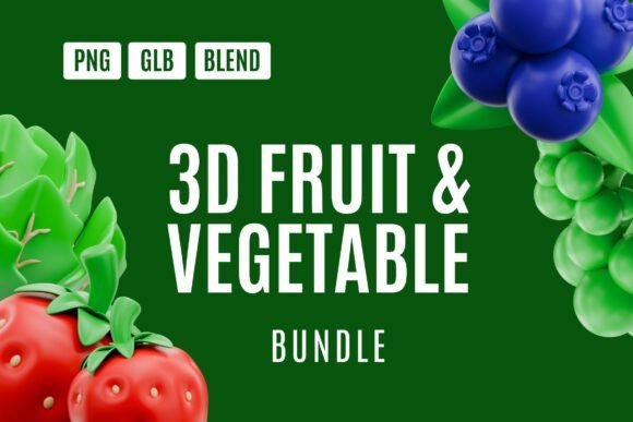 Fresh 3D Fruit Vegetable Icons Bundle – Enhancing Design Workflows with Realistic, Ready-to-Use Assets