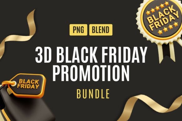 Golden 3D Black Friday Sale Icons Pack 2: Elevate Your Holiday Promotions with Premium Design