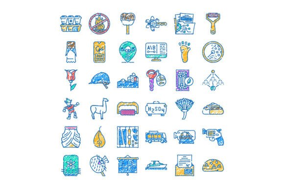 Hand Drawn Doodle Sketch Icons Set Colle