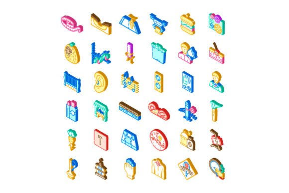 Isometric Abstract Diverse Symbols Collection