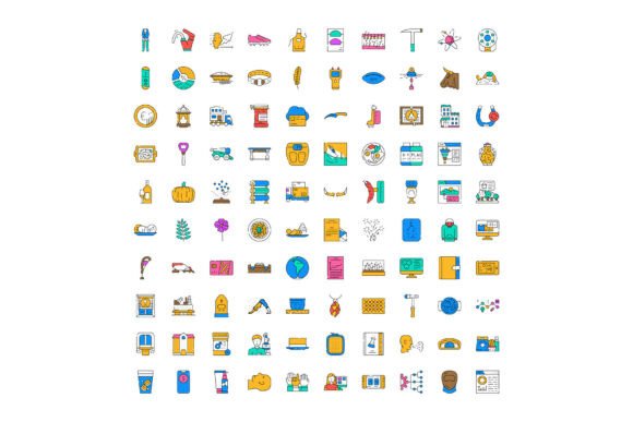 Outline Colored Web Icons for Creative Digital Projects