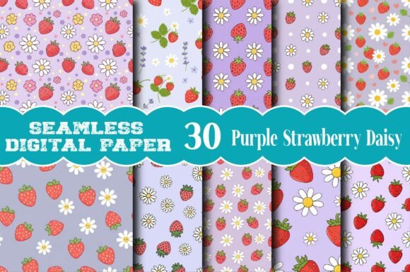Purple Strawberry Daisy Seamless Pattern: A Versatile Design for Creative Projects