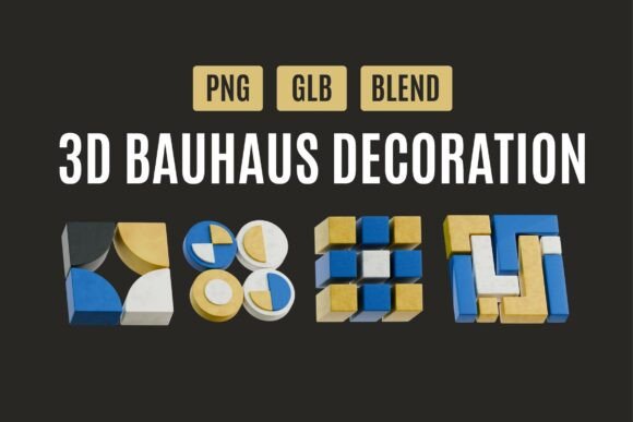 Step Into the Future of Design with the Modern Bauhaus 3D Geometry Pack 03