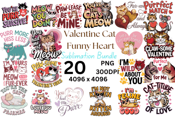 Valentine Cat Funny Heart Bundle: Creative Design Made Simple